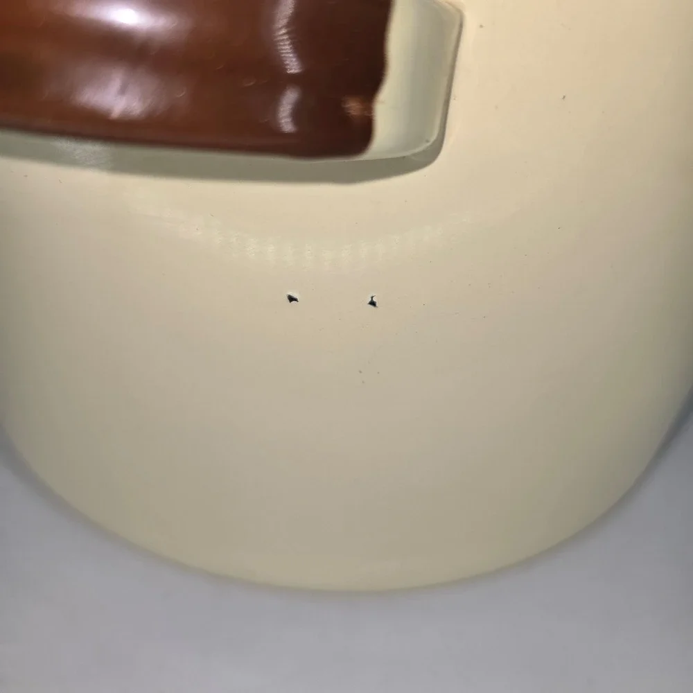 Vintage Enamelware Stock Pot Cream Brown Enamel Large Soup Pot with Lid 10.5in